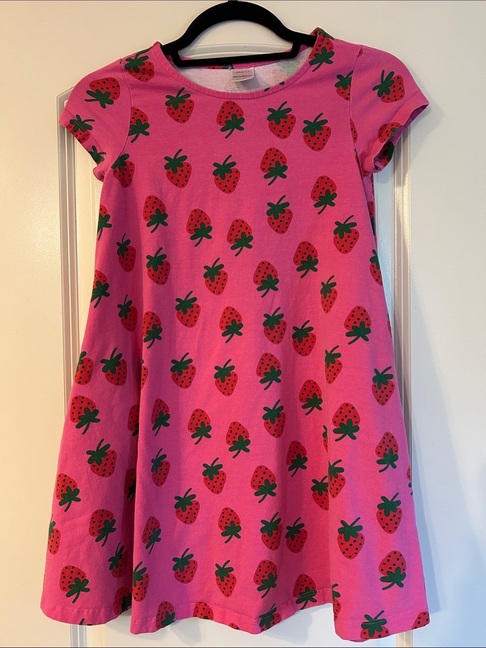 Girls Pink Strawberry Print Dress
